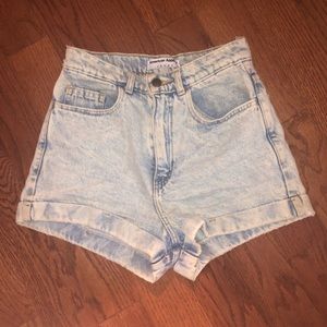 American Apparel High Waisted Light Denim Shorts